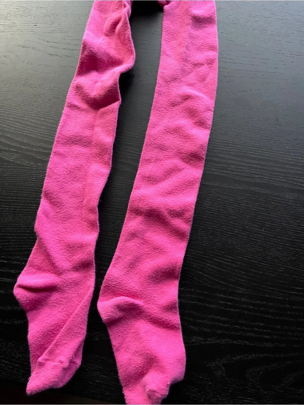 Pink Knit Tights Stockings Size 7-10 Kids Girls Footed Elastic Waist